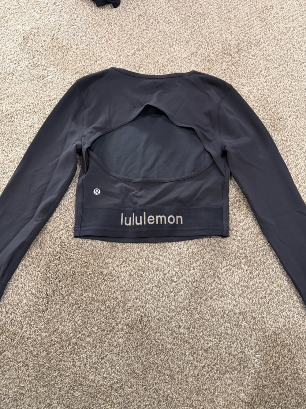 lululemon athletica Black Long Sleeve Cropped Open-Back Tee